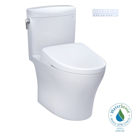 Toto Aquia IV Cube 0.9 / 1.28 GPF Dual Flush Two Piece Elongated Toilet and Dynamax Tornado Auto Flush MW4364736CEMFGNA#01